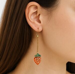 Hand Crafted Strawberry Dangle Earrings -Hypoallergenic